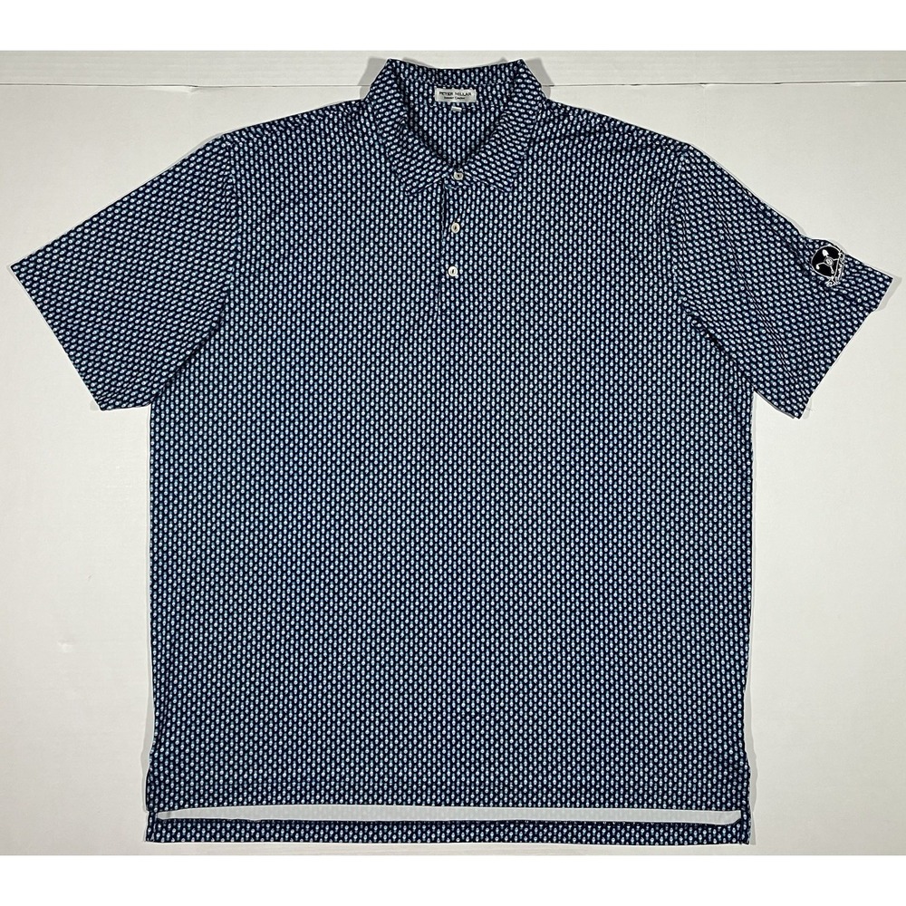 Peter Millar Summer Comfort Polo Shirt Mens 2XL Pina Skullada Golf Comstock Cap